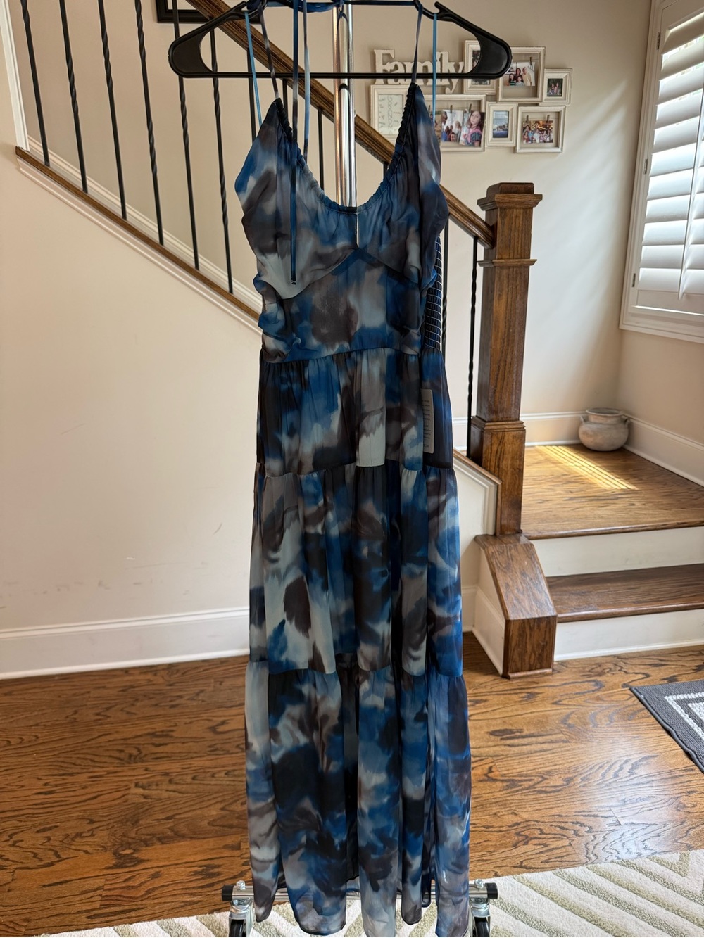 Socialite Blue and Gray Tie-Dye Maxi Dress